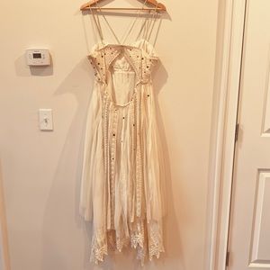 Free People Whimsical Beaded & Lace Dress